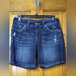 Classic Silver Denim Women's Jean Shorts, Size 28